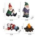 Funny resin garden gnomes set with miniature campfire for outdoor decor, variant dimensions - Three Drunken Old Men Campfire