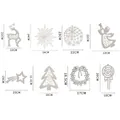 Set de adornos navideños blancos con purpurina incluyendo reno y copo de nieve guía tallas - Plateado