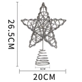 Étoile de sapin argentée pailletée avec design en rotin de fer et mesures de la base - Argenté
