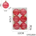 Set de seis bolas de Navidad rojas de 6 cm en PET con texto Merry Christmas y dibujos - Rojo Transparente