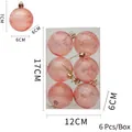 Bolas de Navidad rosa transparente 6cm de PET con Merry Christmas impreso 6 piezas - Oro Rosa Transparente