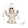 Statuetta fantasma scheletro di Halloween in resina vintage con campanello, 13cm - Scheletro Bianco con Campanello