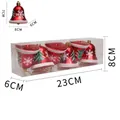Set di 6 campanelli natalizi rossi con motivi di fiocchi e alberi in scatola trasparente - Campana 6cm Rosso (6ADC6-N62)