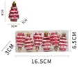 Set de 6 adornos brillantes en forma de árbol de Navidad rojo con efecto de nieve - Rojo