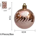 Rose gold 6cm Christmas ball ornament with white glitter snowflake and needle pattern - Rose Gold