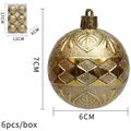 Set di 6 palline di Natale dorate da 6cm con motivi a diamante in rilievo e finitura - Doppio Rombo / 6cm / Oro