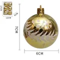 6cm golden electroplated Christmas balls with snowflake and willow leaf patterns - Gold