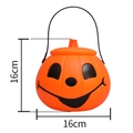 Klassischer 16cm Halloween Kürbis Eimer mit Jack-o'-lantern Gesicht und schwarzem Griff - Smiley Runde Augen Stil
