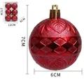 Palline di Natale rosse da 6cm con motivi a rilievo e rombi, set da 6 pezzi decorativi - Doppio Rombo / 6cm / Rosso