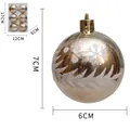 Bolas de Navidad champán con motivos de copos de nieve blancos, set de 6 unidades en caja - Champán