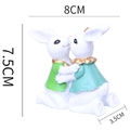 Easter kissing rabbit resin figurines in green and blue outfits, size 8x7.5x3.5cm - Kissing Bunny Couple (HA0017)
