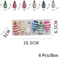Set de 6 colgantes de árbol de Navidad con textura de nieve y purpurina para DIY - Multicolor