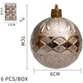 Set di palline di Natale da 6 cm oro champagne con trama a foglia e motivo a rombi - Doppio Rombo / 6cm / Champagne