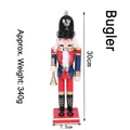 Vue détaillée d'une figurine de casse-noisette de 30 cm en bois avec trompette - Style Trompettiste