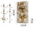 Set da 15 decorazioni natalizie bianco e oro con bastoncini di zucchero e pigne glitter - Oro (LM06)