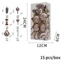 Set di 15 decorazioni natalizie bronzo e bianco con pigne e bastoncini di zucchero - Colore Pigna (LM06)