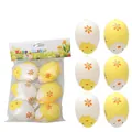 Colgantes de huevos con pollitos y flores, set de 6 adornos de plástico para Pascua - Estilo Cáscara de Huevo Floral
