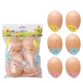 Set de 6 colgantes de Pascua de pollitos en cáscaras de colores con cintas - Estilo Cáscara de Huevo Manchada
