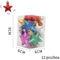 Set van 12 kleurrijke 3D-sterornamenten voor de kerstboom in een transparante doos - 12 Stuks/Doos (Gemengde Kleuren)