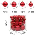Set de 36 bolas de Navidad rojas brillantes con diseño de cuadros de 4cm a 8cm - Set de Circonita Roja
