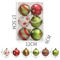 Set de 6 bolas de Navidad de 6cm con patrones rojo blanco y verde en caja clara - Combinación Moteada Verde Claro