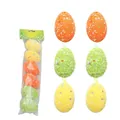 Easter foam eggs set of 6 with stripes and glitter stars in orange, green, and yellow - Orange Green Yellow Star Style (203001) / Set of 6