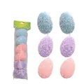 Pack of 6 striped Easter eggs with glitter foam finish in blue, pink and purple - Blue Purple Pink Star Style (203002) / Set of 6