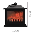 Black decorative fireplace lantern with realistic LED flame effect measuring 15x17cm - Black (SP--65)