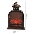 Lanterna camino vintage bronzo 24cm con effetto fiamma LED e anello per appenderla - 15x24cm