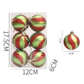 Set de bolas navideñas de 6cm con rayas rojas, blancas y verdes en caja transparente - Hilo Rojo Verde Claro