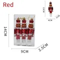 Set of 3 red and white glitter nutcracker soldier Christmas tree ornaments in a gift box - Red