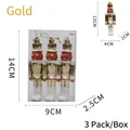 Set of 3 gold glitter nutcracker soldier ornaments 13cm in transparent box packaging - Gold