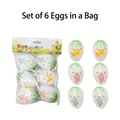 6er-Pack bunte Oster-Plastikeier mit Küken- und Blumenmotiven und praktischen Aufhängern - Cartoon Küken Stil (056-6) / 6er Set