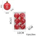 Bolas de Navidad rojas de 6cm con diseño de copos de nieve y medidas detalladas - Patrón de Diamante (6TC6--H508) / Juego de 6 / Rojo Transparente