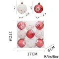 Set da 9 pezzi di palline di Natale da 6cm rosse e bianche con motivi a fiocco - Stile B-Motivo Floreale Rosso E Motivo Stella Bianca