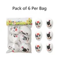 Set van 6 witte paaseieren met kippatronen en een Happy Easter hangkaartje - Haan Patroon Stijl (047-6) / Set van 6