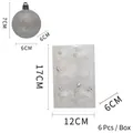 Bolas de Navidad transparentes PET de 6cm con copos de nieve blancos en caja de 6 - Patrón de Diamante (6TC6--H508) / Juego de 6 / Blanco Transparente