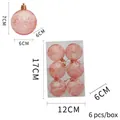 Bolas de Navidad rosa de PET 6cm con patrones de copos y dimensiones - Patrón de Diamante (6TC6--H508) / Juego de 6 / Oro Rosa Transparente