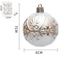 Set van 6 zilveren kerstballen met 3D-reliëf bloemmotieven, 6 cm diameter per stuk - Zilver