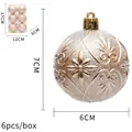 Champagne goud 6cm kerstballen met bloemreliëf, set van 6 stuks voor de kerstboom decoratie - Champagne