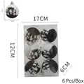 Set di 6 palline di Halloween da 6cm con gatti neri e dettagli delle dimensioni della scatola - Gatto Nero (Set da 6)