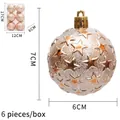 6cm champagne gold Christmas balls with star relief and 6-piece box packaging - Champagne
