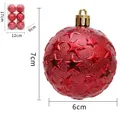 Lot de 6 boules de Noël rouges de 6cm avec motifs étoiles pour décoration sapin - 6cm Ciel Étoilé / Rouge