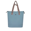 Blaue Nylon-Beuteltasche mit gestreiften Henkeln und Kordelzug für den Alltag - Blau