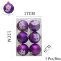 6-pack of purple matte Halloween ornaments with silver glitter ghosts and spiders - White Ghost Style