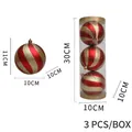 Red matte 10cm Christmas pumpkin balls with gold glitter swirls, 3 pieces per box set - 10cm Gold & Red Spiral 3pcs (10BC3-H19)