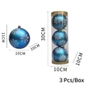 Blue Christmas ball with white snowflake patterns in a 3-piece cylindrical box set - 10cm Blue Snowflake 3pcs (10BC3)