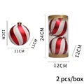 12cm red and white spiral Christmas ball set of 2 in transparent cylindrical packaging - 12cm Red & White Spiral 2pcs (12BC2-H19)