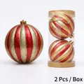 Christmas pumpkin ornament in red and gold stripes, pack of 2 pieces in a clear box - 12cm Gold & Red Pumpkin 2pcs (12ZDC2)