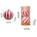 Red and white striped 12cm Christmas pumpkin balls set of 2 in a clear gift box - 12cm Red & White Pumpkin 2pcs (12ZDC2)